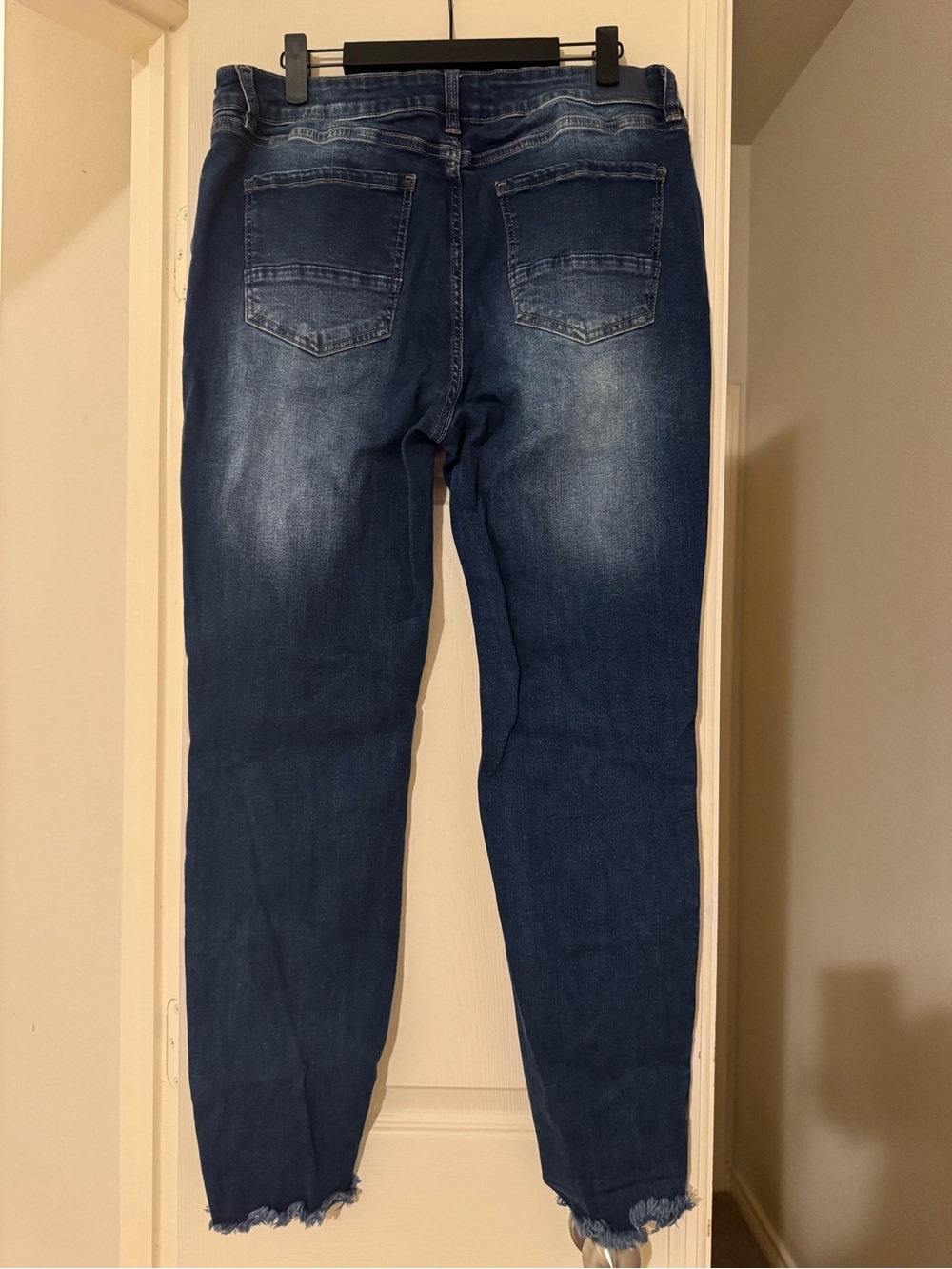 Women's Dark Blue Distressed Skinny Jeans - Picture 2 of 3